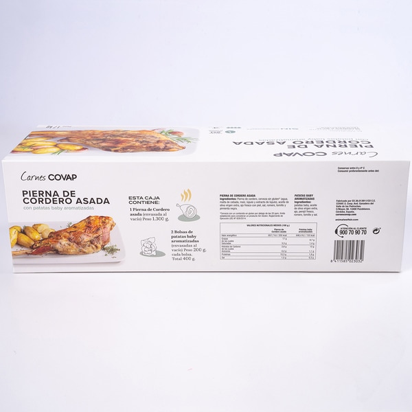 roast leg of lamb with flavoured baby potatoes 4 portions container 1,550 kg