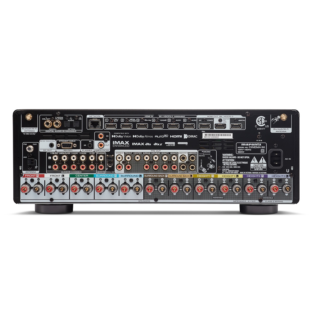 Receptor AV Marantz CINEMA 50, 9.4, 110w por canal, plata Plata-5