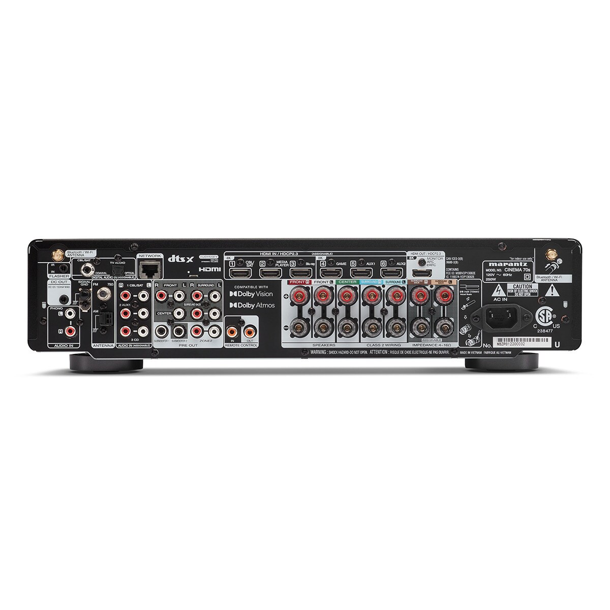 Receptor AV ultradelgado Marantz CINEMA 70s, 7.2, 50W por canal, negro Negro-4