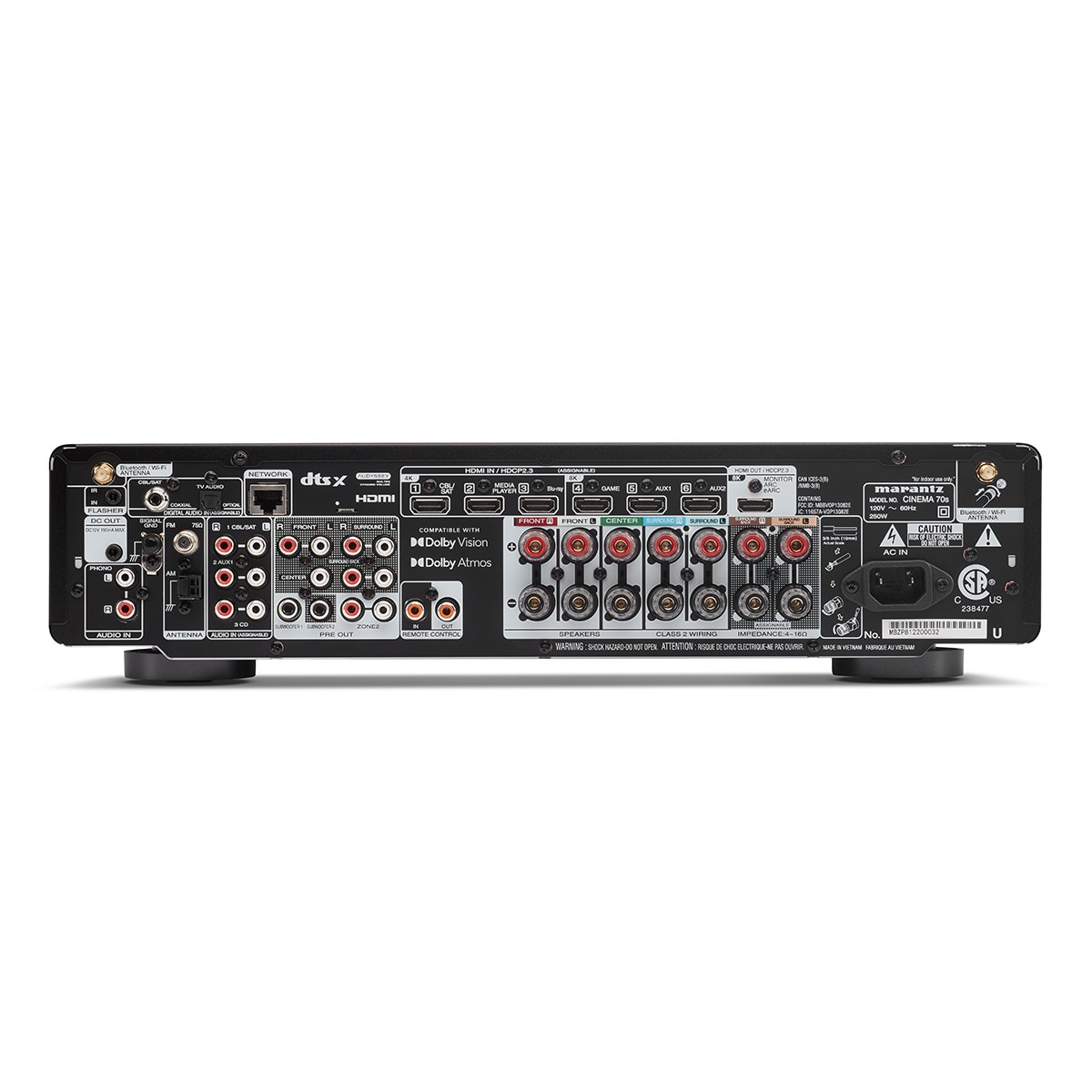 Receptor AV ultradelgado Marantz CINEMA 70s, 7.2, 50W por canal, plata Plata-4