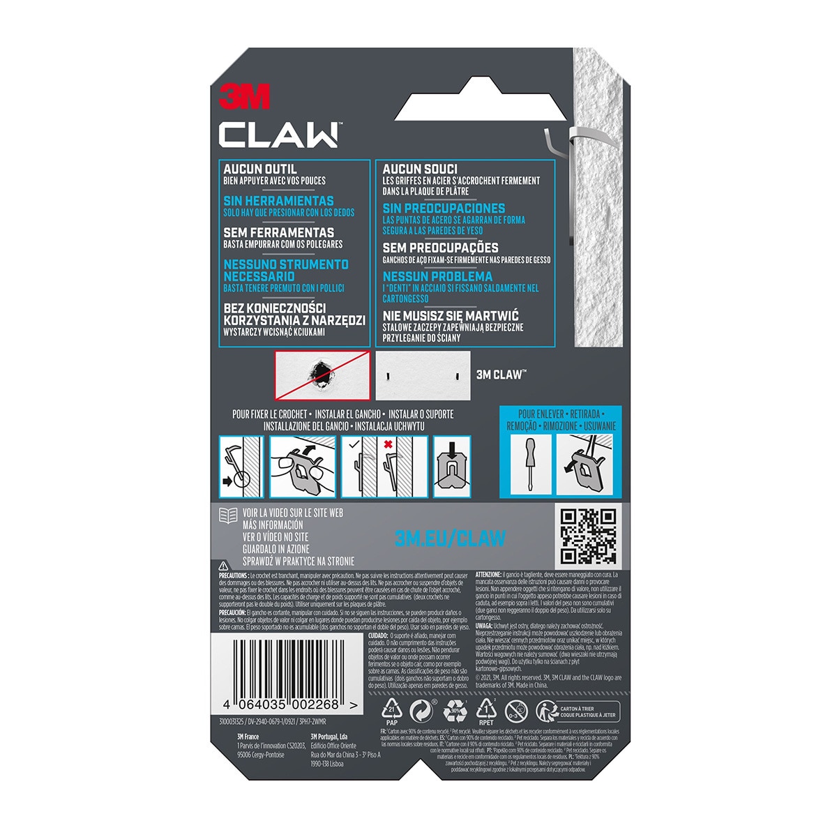 Gancho Fijacuadros Paredes Yeso Claw 7 kg - 2 Uds Gris-6