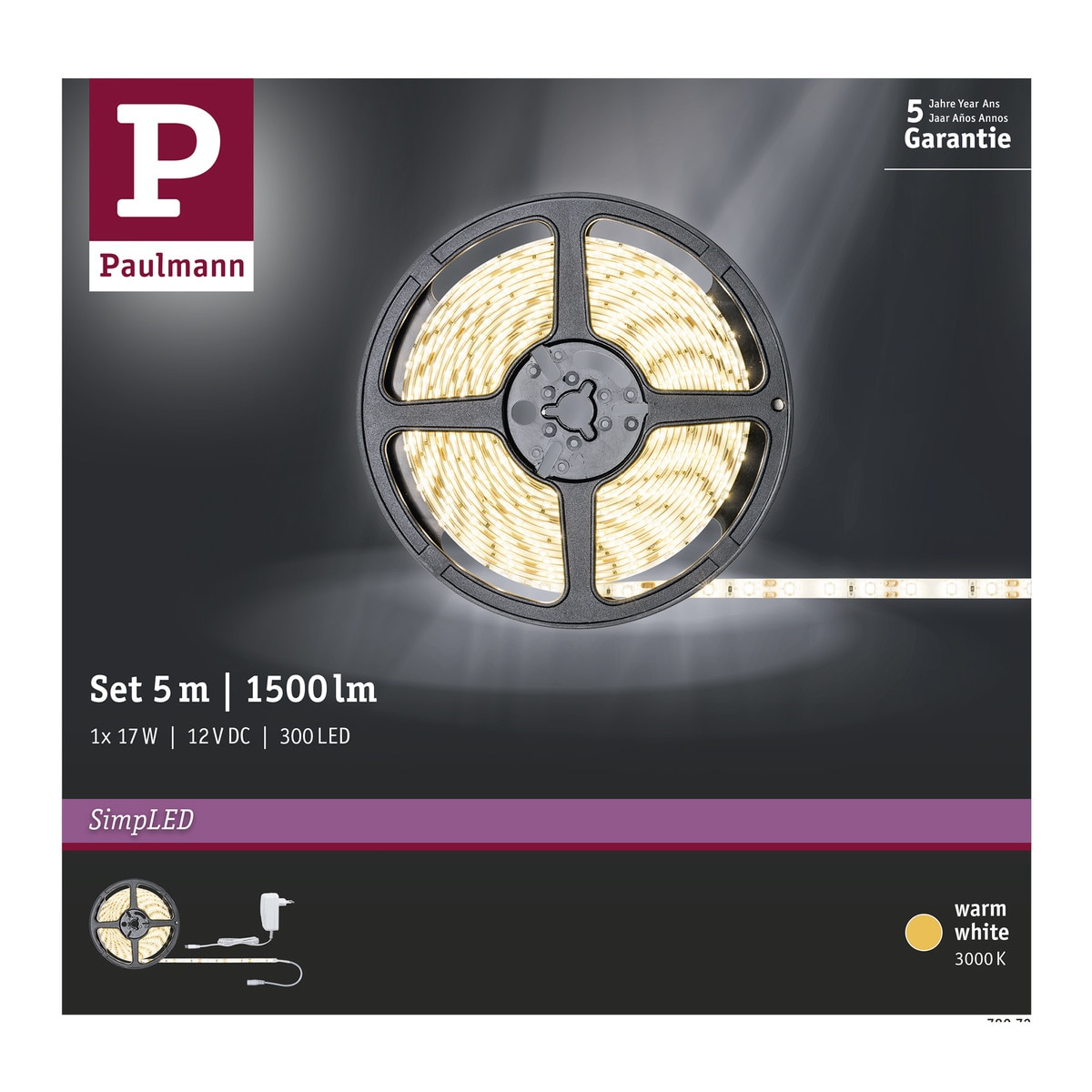 Tira LED 5 m luz cálida 17 W 1500 lm 5