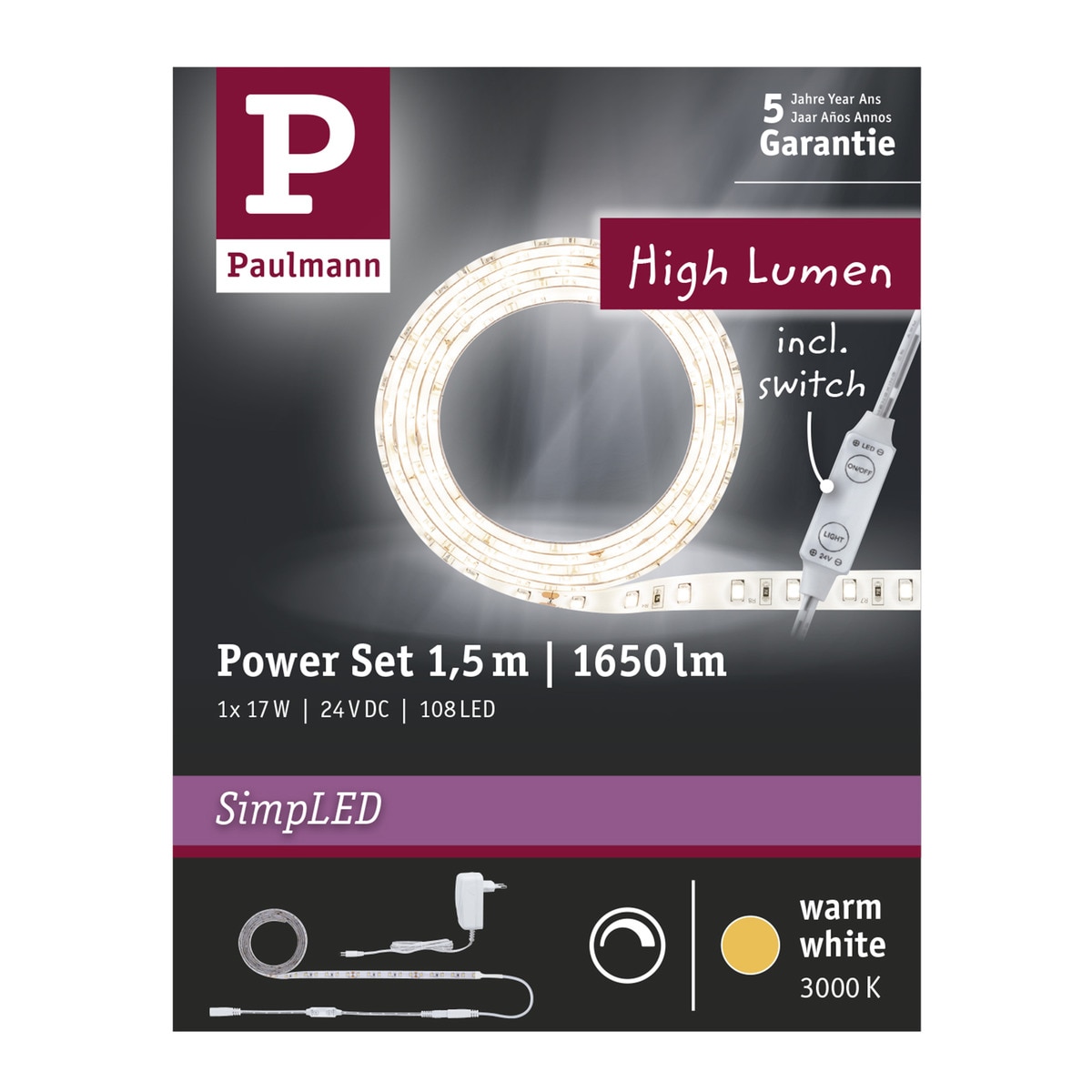 Tira LED regulable 1,5 m 3000K 10