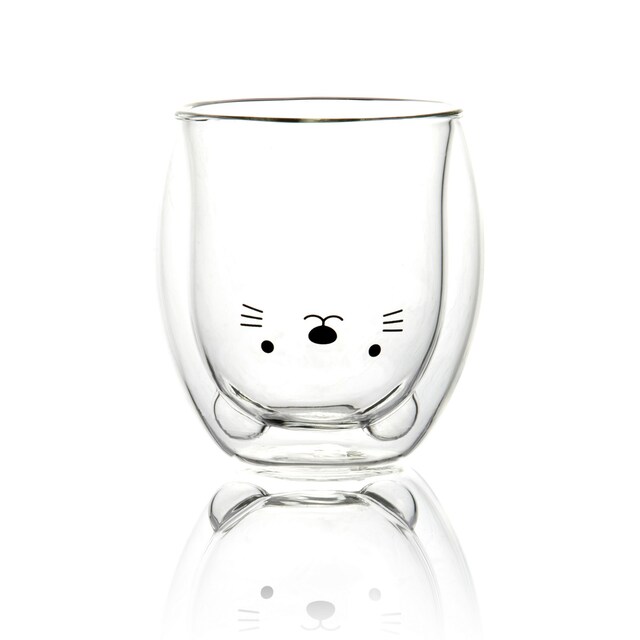Imagen 0 de Vaso Glasito Milimetrado para café de doble pared Gatito