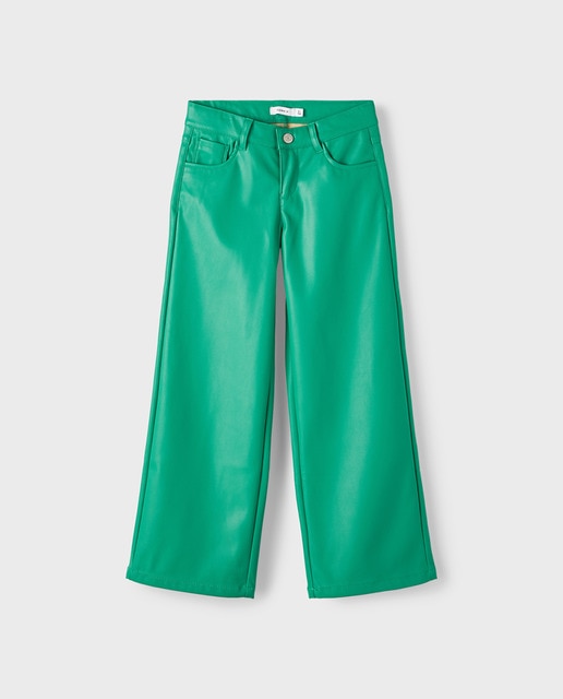 Imagen 0 de Pantalón de niña ancho efecto piel con cintura ajustable