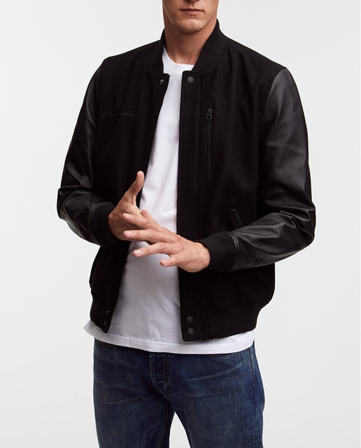Imagen 0 de Chaqueta bómber de hombre con piel negra