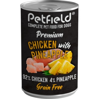 Alimento Húmido para Cão sabor Frango e Ananás lata 400 g - Petfield