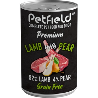 Alimento Húmido para Cão sabor Cordeiro e Pera lata 400 g - Petfield