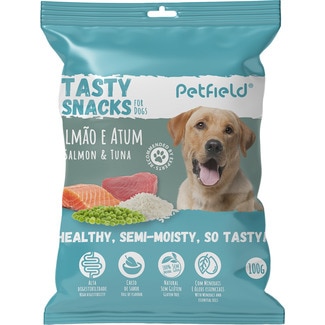 Snack Tasty sabor Salmão e Atum embalagem 100 g - Petfield