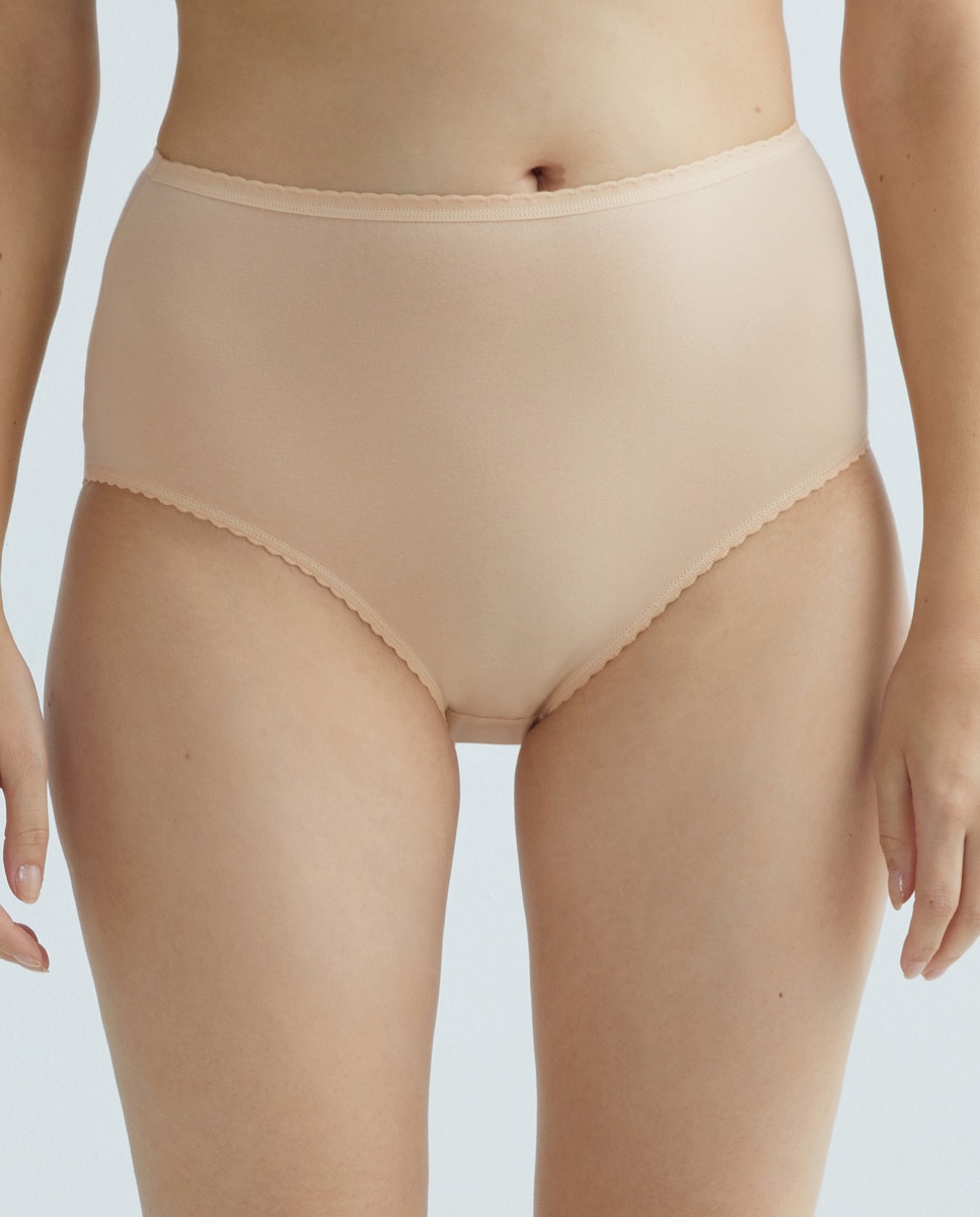 Pack 2 bragas altas lisas algodón Nude-1