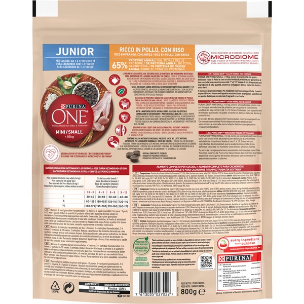 Mini Junior dog food with chicken and rice for mini breed puppies container 800 g
