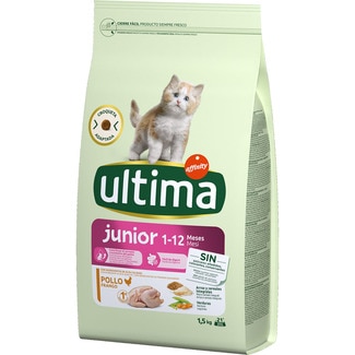 Junior pienso para gatos cachorros con pollo, arroz y cereales integrales bolsa 1,5 kg - Ultima