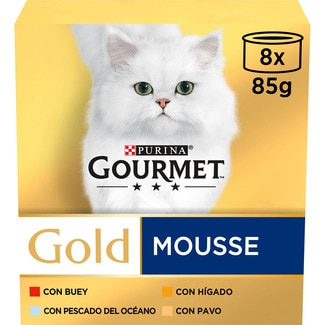 Gold Mousse comida húmeda para gatos en surtido de mousses 8 latas 85 g - Gourmet