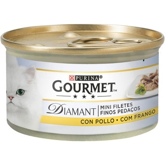 Diamant comida húmeda para gatos  en finas lonchas de pollo lata 85 g - Gourmet