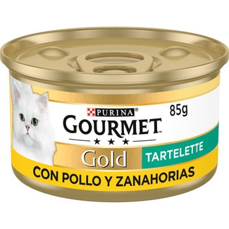 Gold Tartelette comida húmeda para gatos con pollo y zanahorias lata 85 g - Gourmet