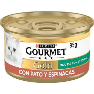 Gold Mousse comida húmeda para gatos con pato y espinacas lata 85 g - Gourmet