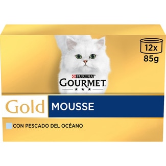 Gold Mousse comida húmeda para gatos mousse con pescado del océano 12 latas 85 g - Gourmet