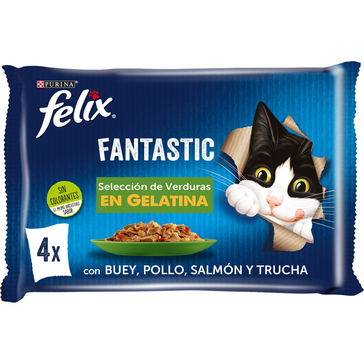 Fantastic comida húmeda para gatos selección de verduras en gelatina 4 bolsas 85 g