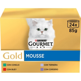 Gold Mousse comida húmeda para gatos carnes variadas 24 latas 85 g - Gourmet