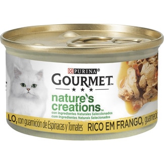 Nature's Creations comida húmeda para gatos con pollo, espinacas y tomates lata 85 g - Gourmet