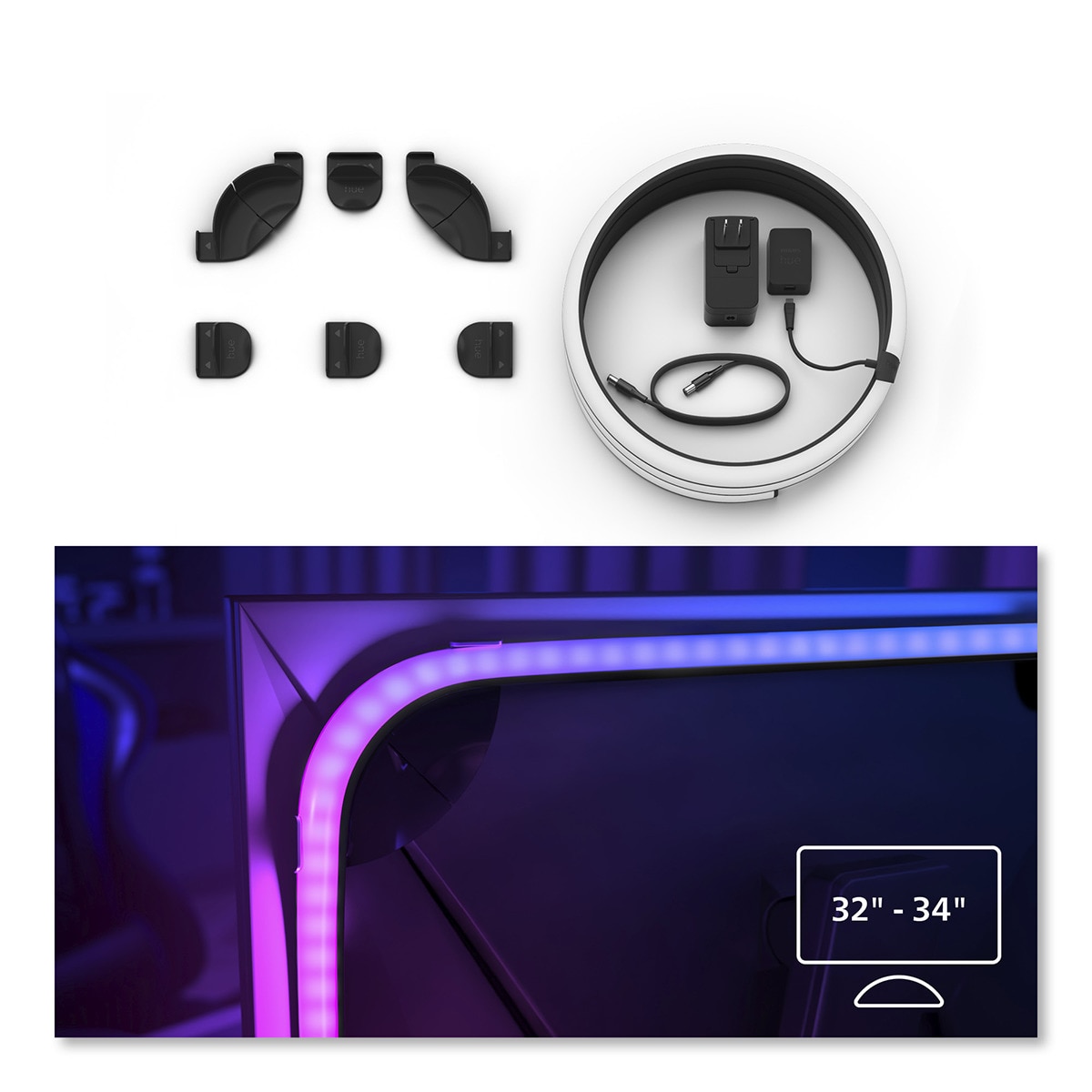 Tira de luces LED Philips Hue Play Gradient para PC - 32-34" Blanco-4