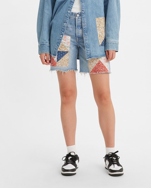 Imagen 0 de Short vaquero de mujer 501® '90, lavado medio con parche de tela