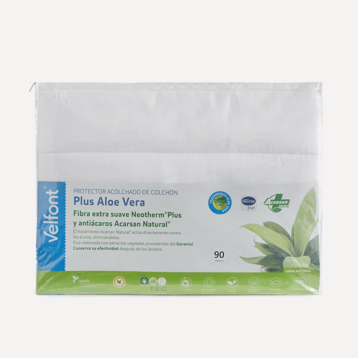 Protetor Acolchoado e Ajustável de Colchão Plus Aloe Vera Natur Velfont Branco-4