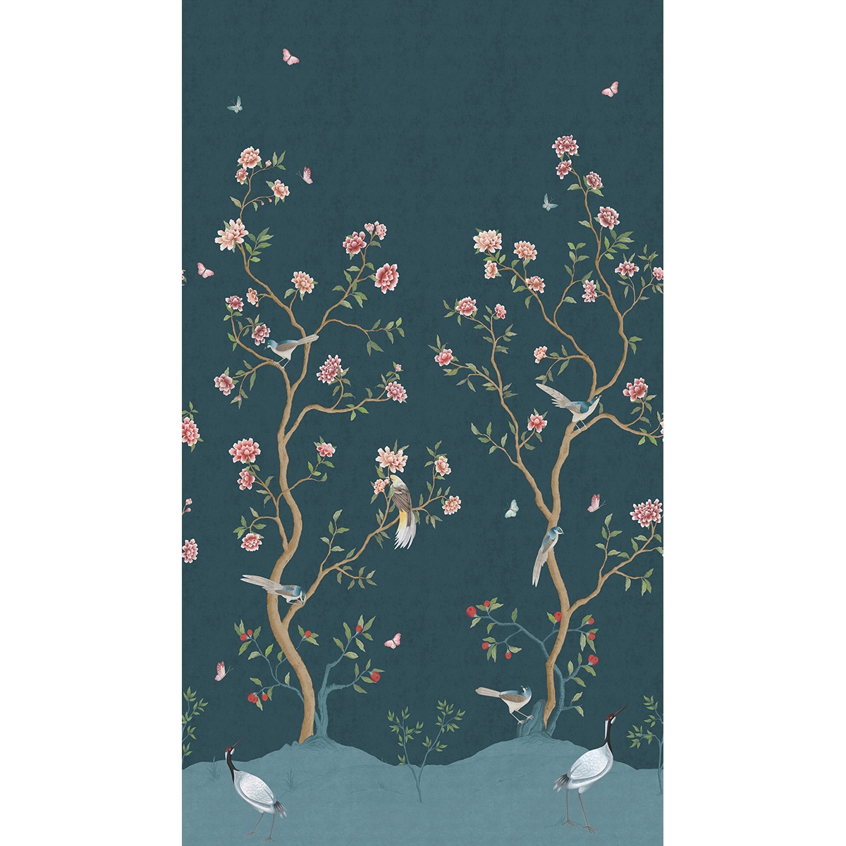Mural floral Chinoiserie Hana Azul-2