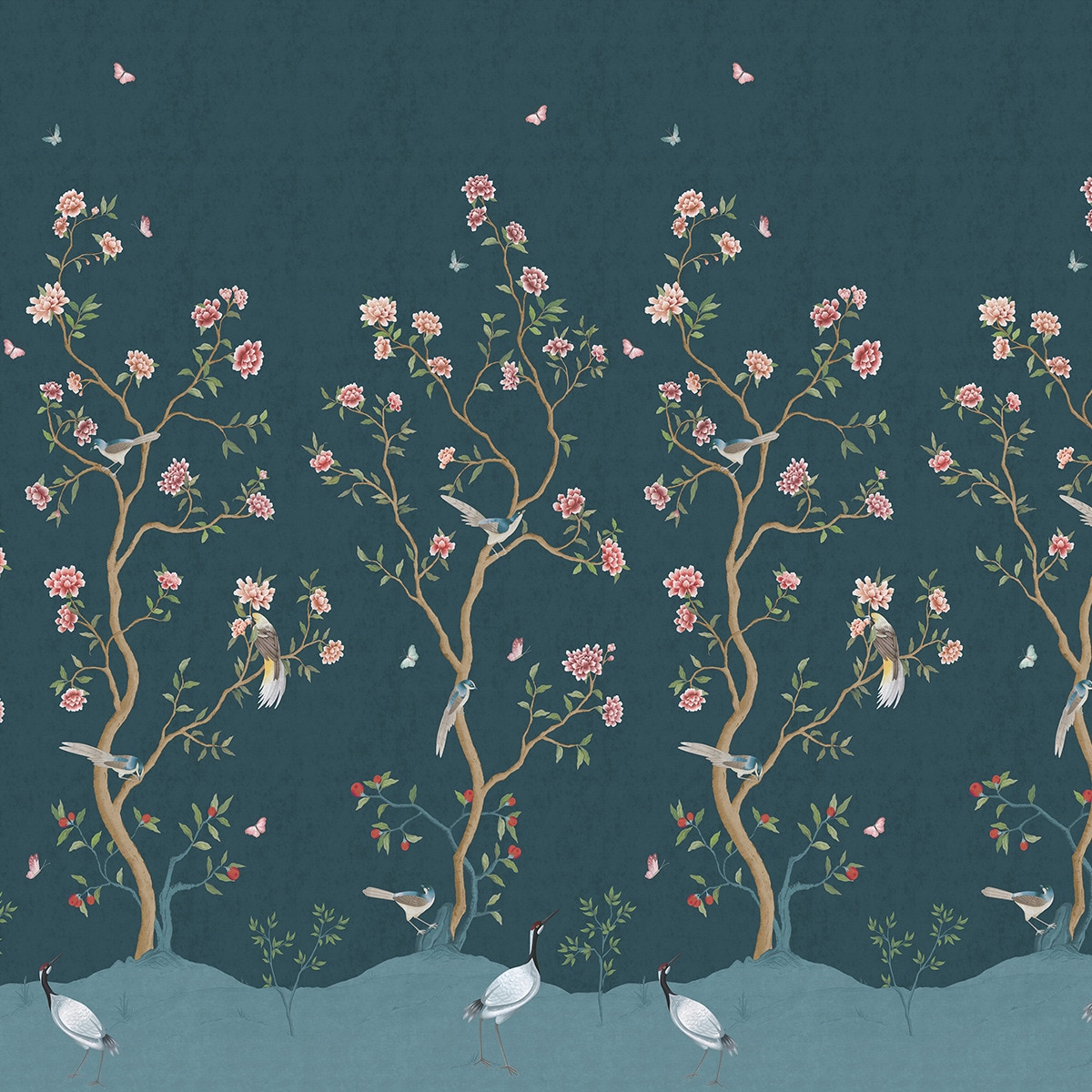 Mural floral Chinoiserie Hana Azul-1