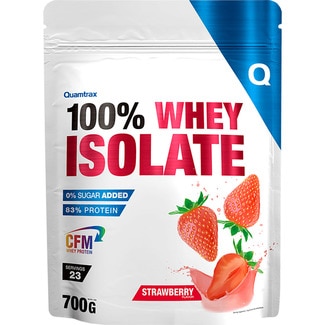 Whey Isolate proteína en polvo con sabor a fresa 0% azúcar añadido envase 700 g - Quamtrax