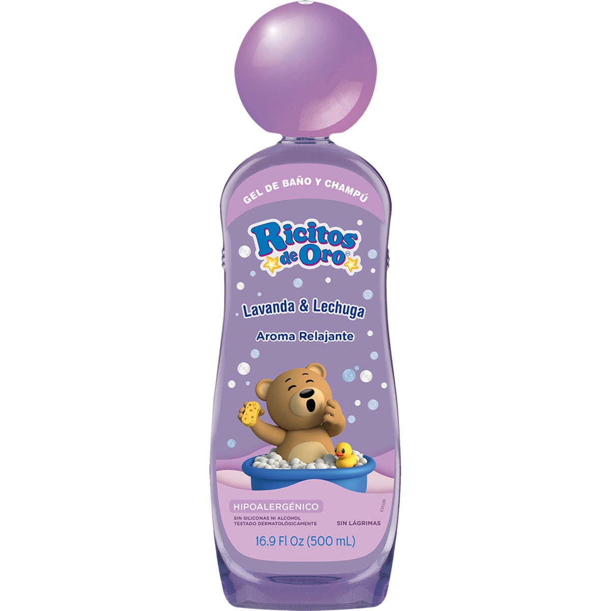 gel de baño y champú hipoalergénico Lavanda y Lechuga sin siliconas ni alcohol frasco 500 ml