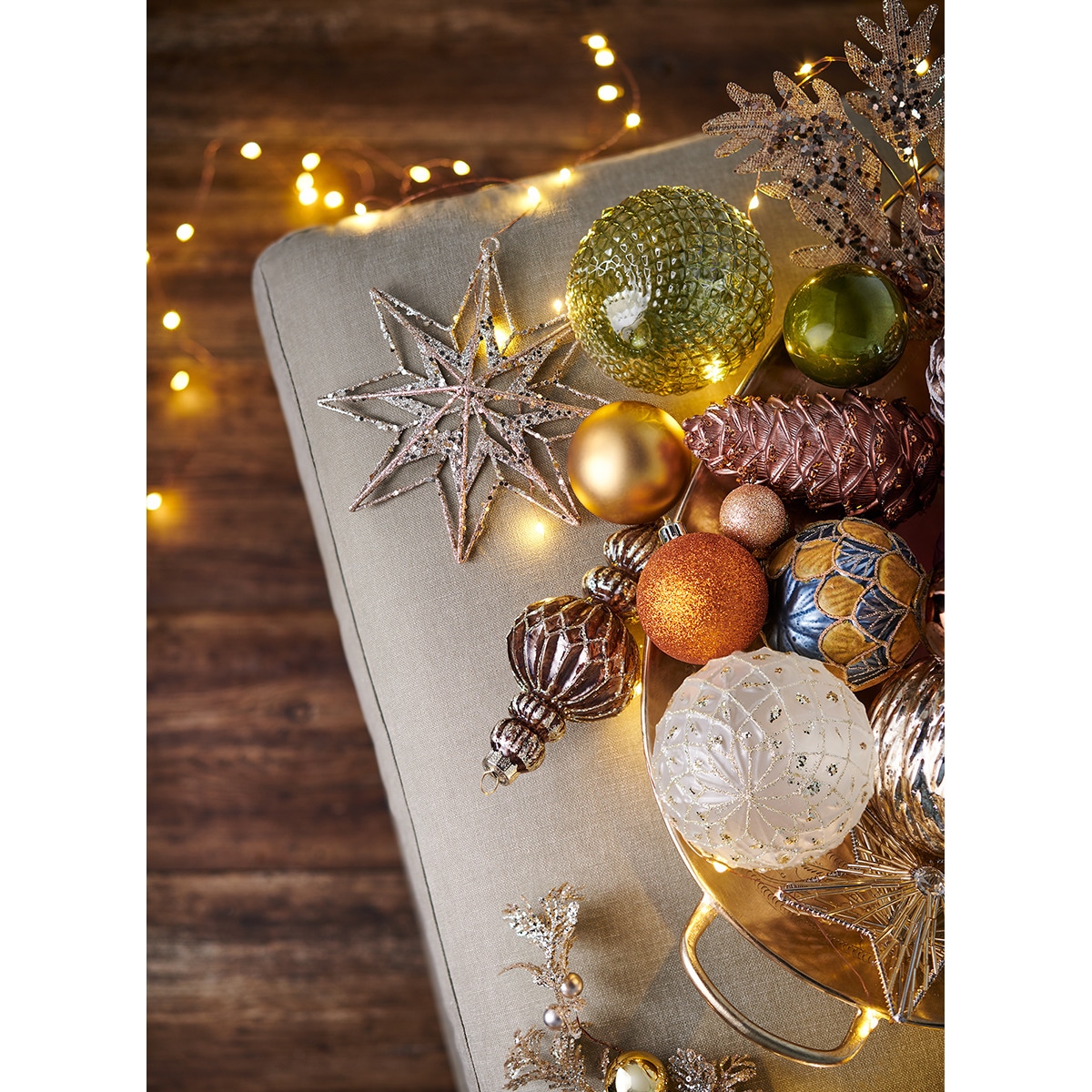 Enfeite de Cristal Comprido com Glitter Castanho-6