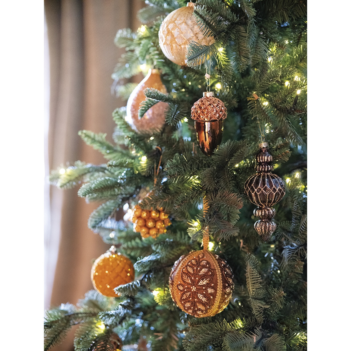 Enfeite de Cristal Comprido com Glitter Castanho-5