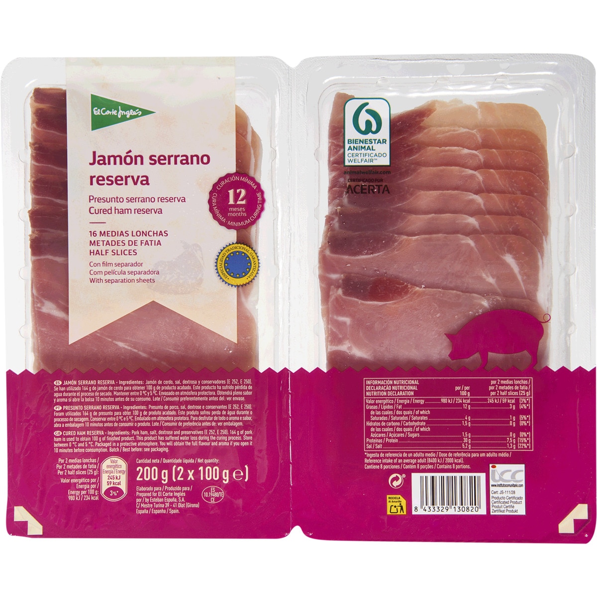 Presunto Serrano Reserva em Fatias unidade 200 g