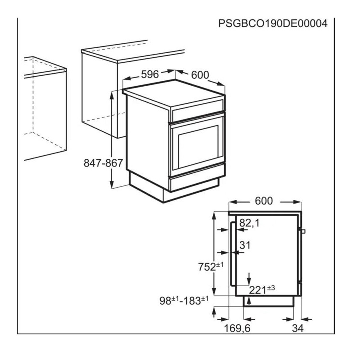 Cocina compacta AEG 60 cm, 4 zonas y horno - CIB6646ABM Inox-3