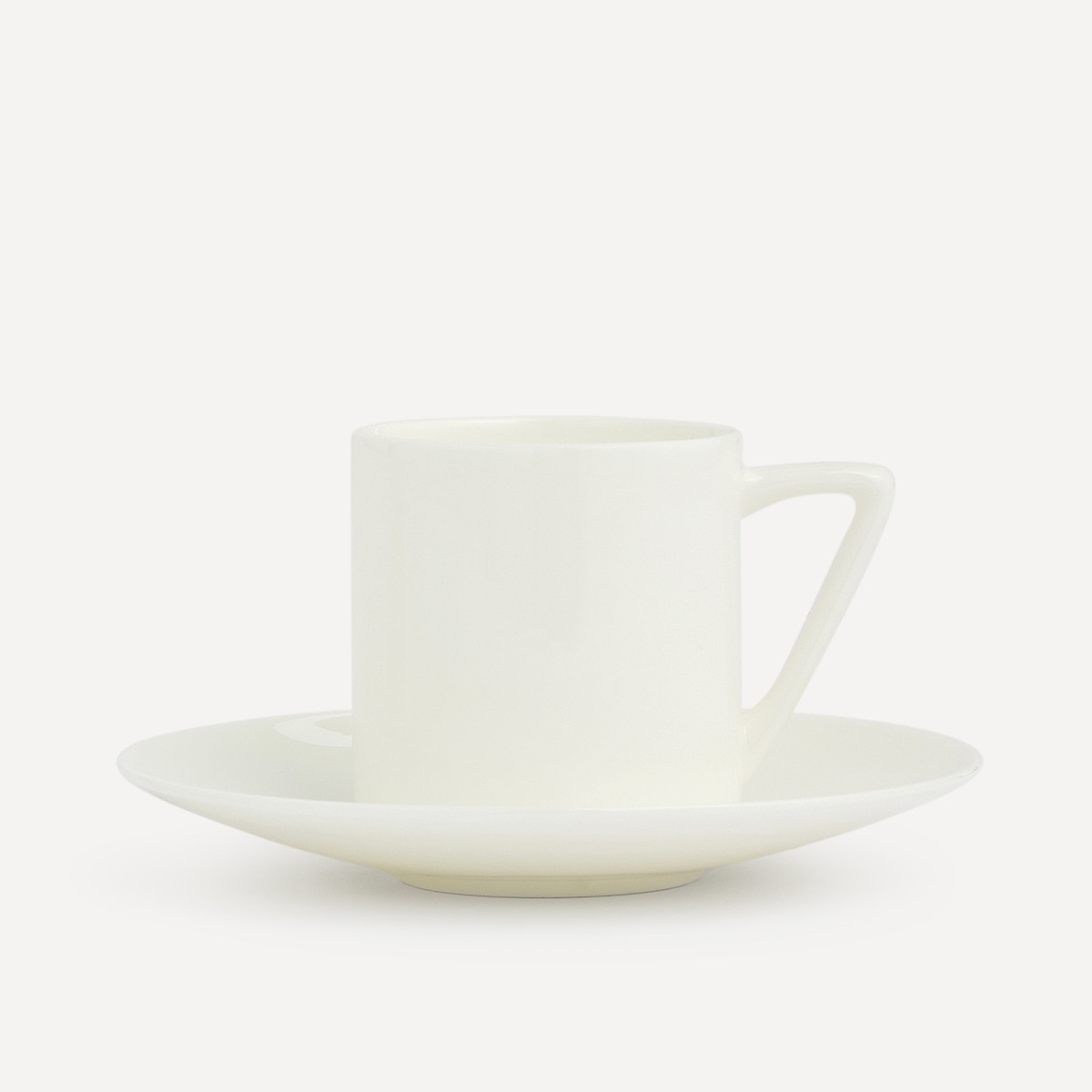 Chávena de Café com Prato Redondo com Alça Bone China Essential Branco-1