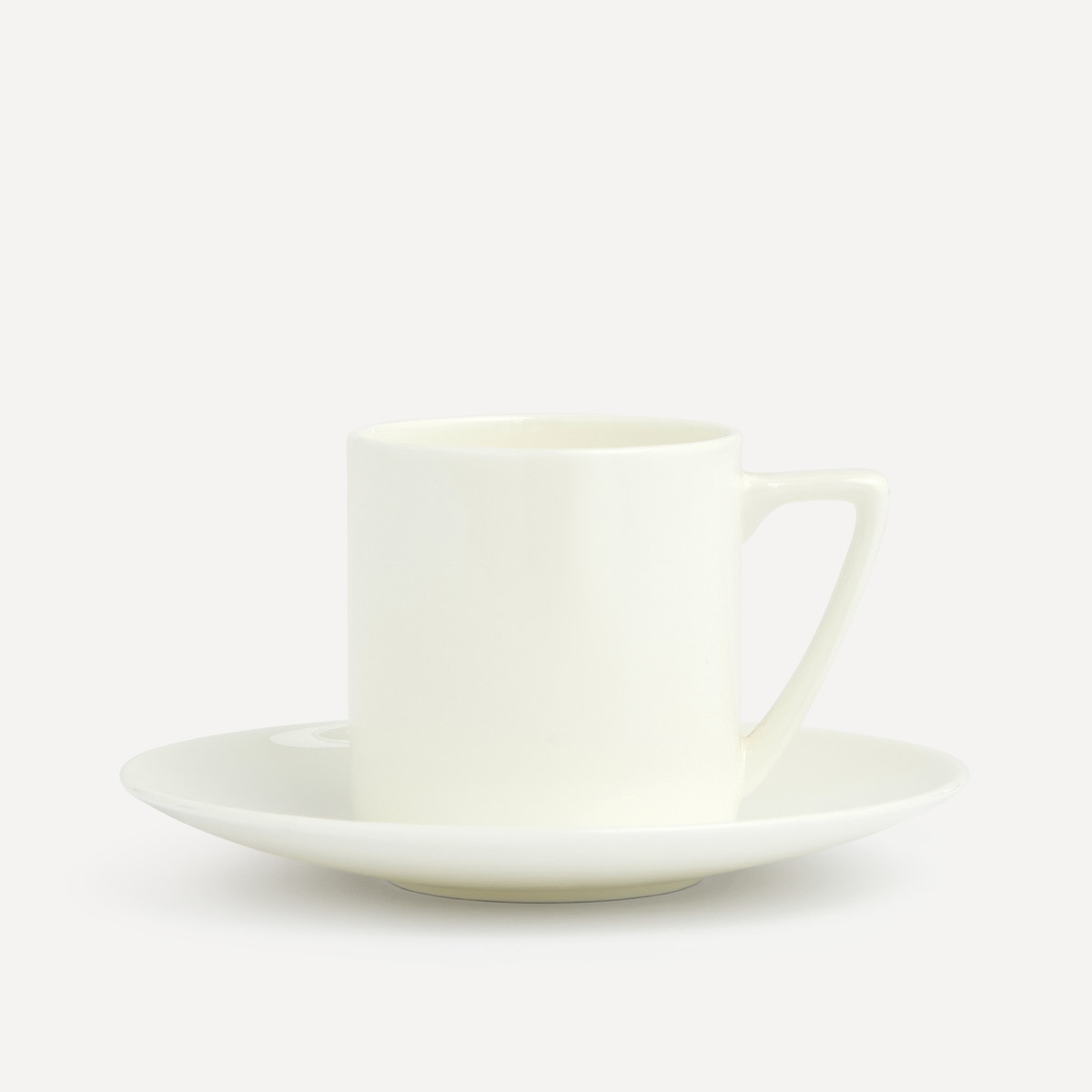 Chávena de Chá com Prato Redondo com Alça Bone China Essential Branco-1