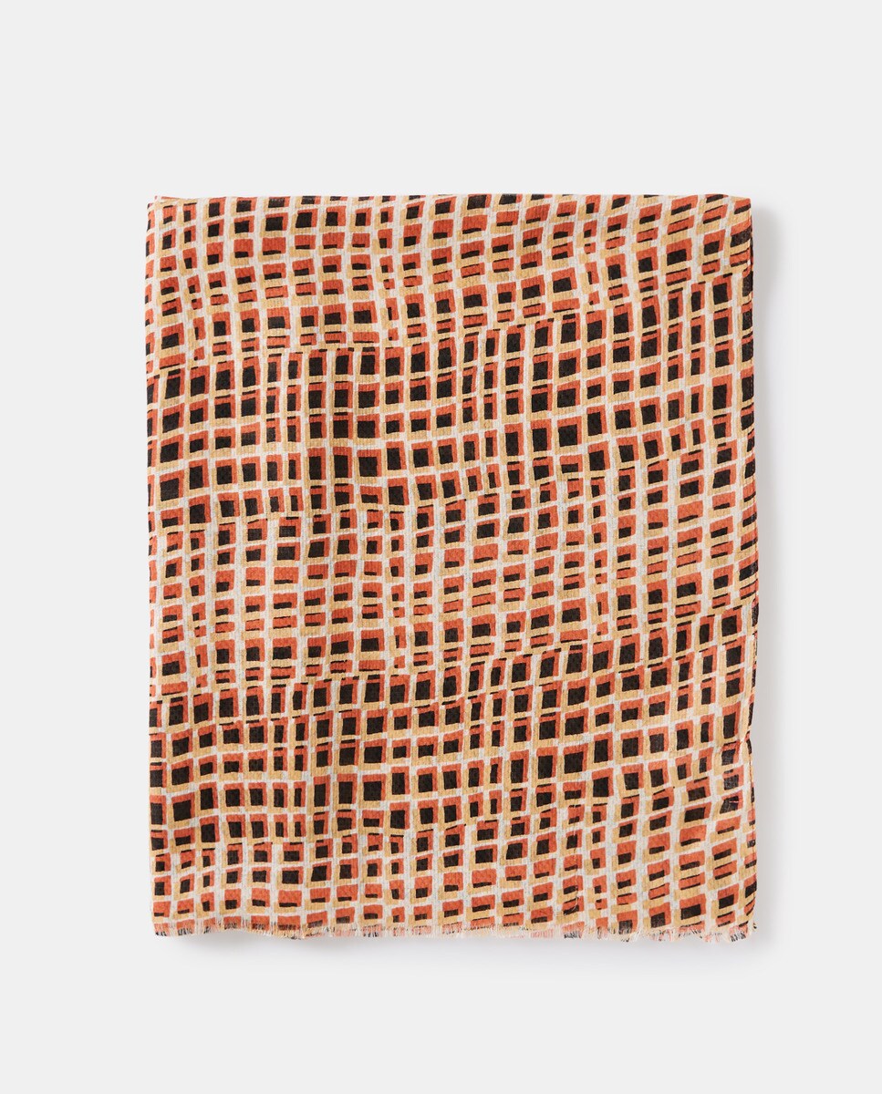 Foulard à carreaux dans les tons et orange