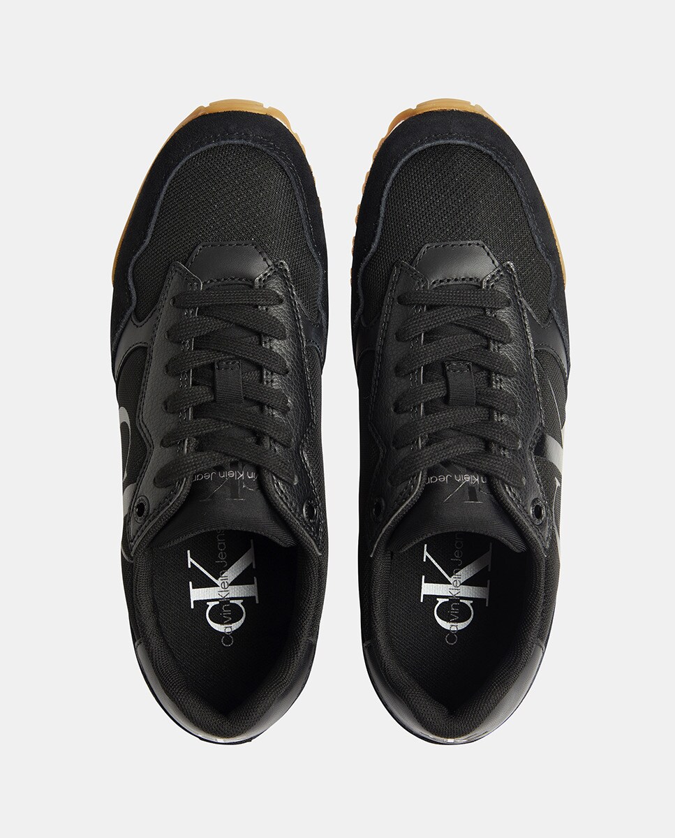 Sapatilhas Baixas de Running com Maxi Logótipo e Sola Dentada - Preto Preto-4