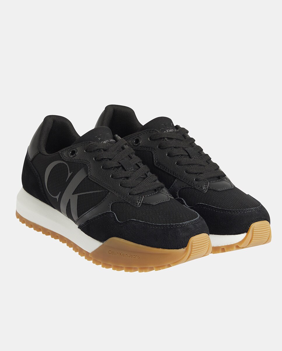 Sapatilhas Baixas de Running com Maxi Logótipo e Sola Dentada - Preto Preto-3