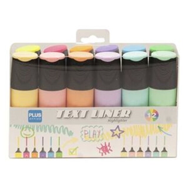 Imagem 0 de Conjunto de 12 Marcadores Sublinhadores Plus Office Tons Pastel