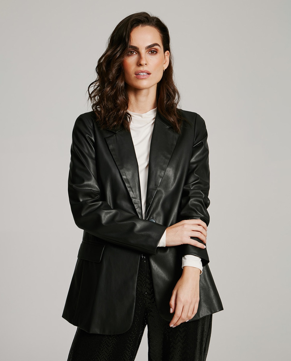 Blazer enduit manches longues