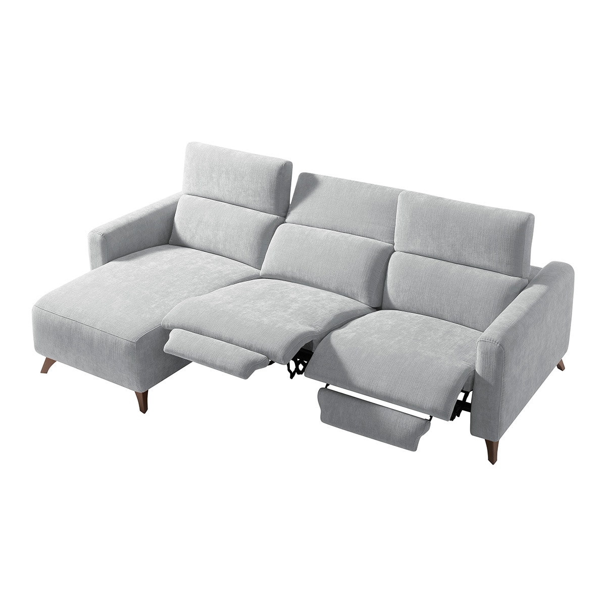 Sofá com Chaise-Longue Esquerda e 2 Assentos Relax Elétricos Oporto Pérola-3