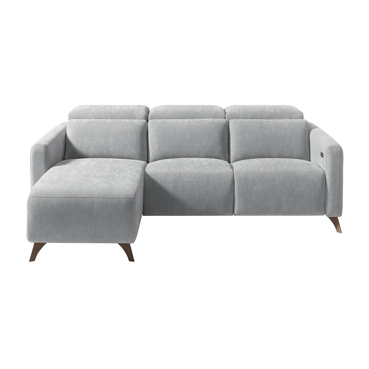 Sofá com Chaise-Longue Esquerda e 2 Assentos Relax Elétricos Oporto Pérola-1