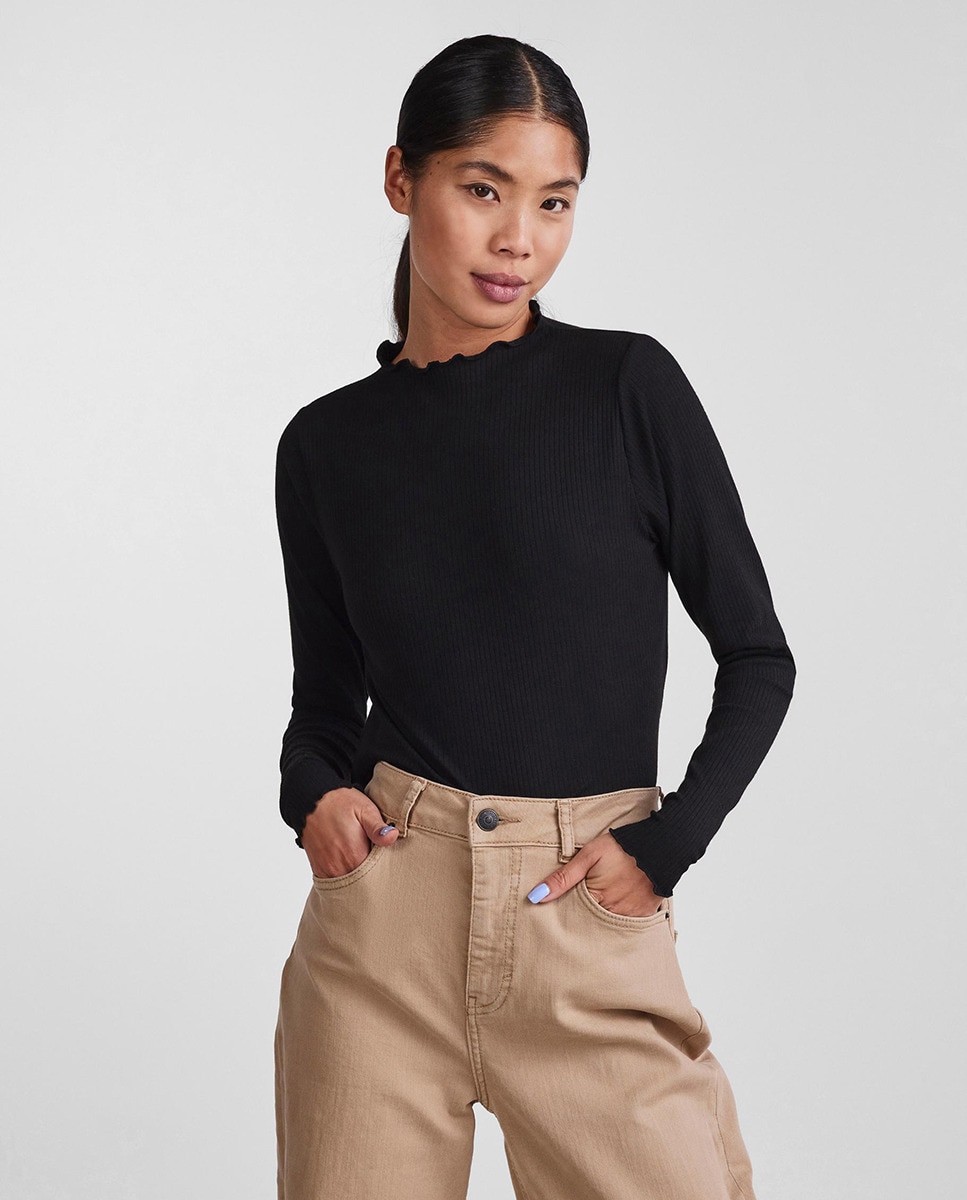 Tshirt à manches longues avec col froncé