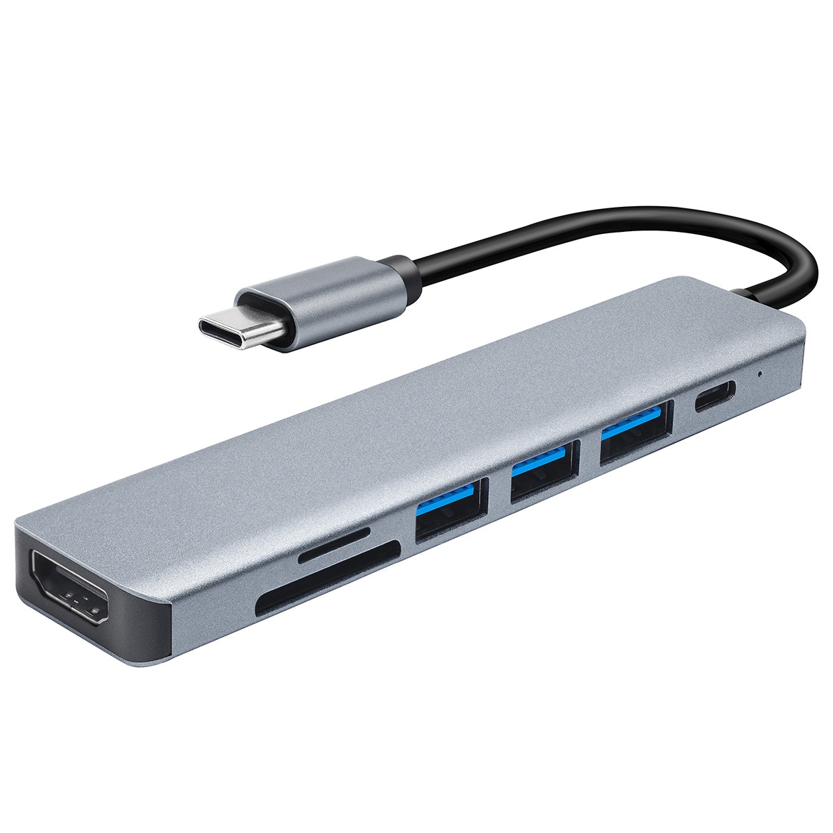 Adaptador Hub Inves W09 multipuerto 7 en 1 gris Gris-2