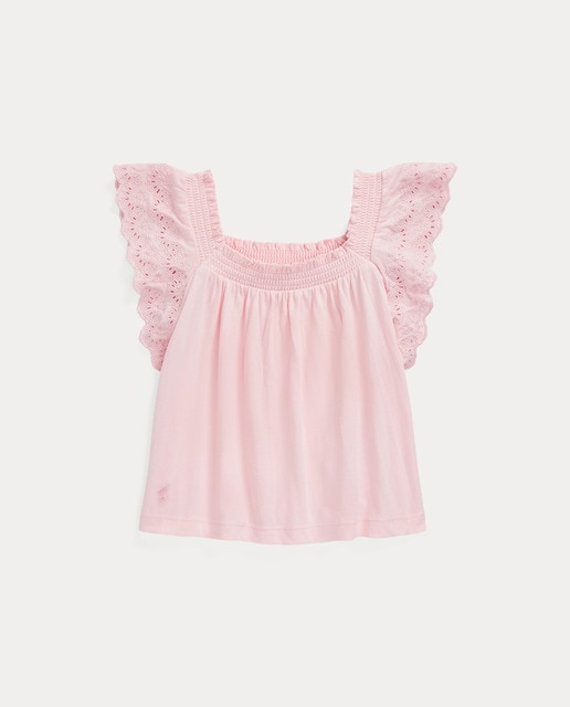 Imagen 0 de Camiseta de niña en rosa con encaje