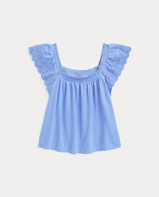 Imagen 0 de Camiseta de niña en azul con encaje