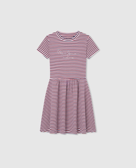 Imagen 0 de Vestido de niña a rayas manga corta