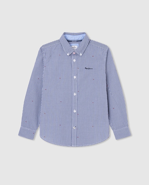 Imagen 0 de Camisa a cuadros de niño manga larga y microestampado